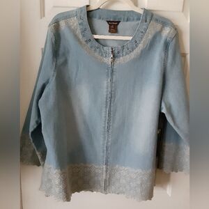 Multiples Denim with Embroidery Trim Size 1X NWT